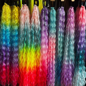 wavy tinsel ponytail