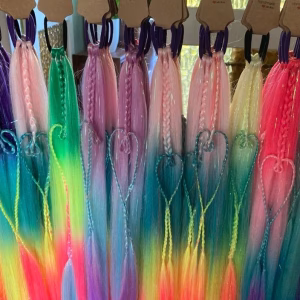 Heart-Braid Straight Tinsel Ponytail